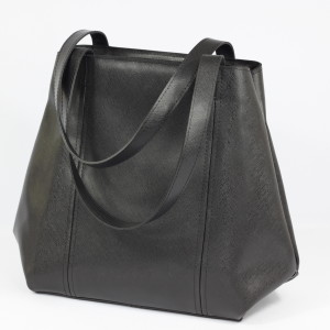 Duża torebka typu Shopper Bag, wykonana ze skóry naturalnej.Czarna. Blog.