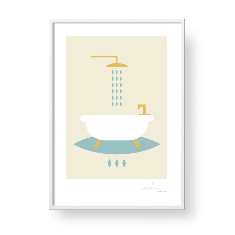 Przepiękny, unikatowy plakat "Bath". Subtelna, stylowa grafika w stylu skandynawskim