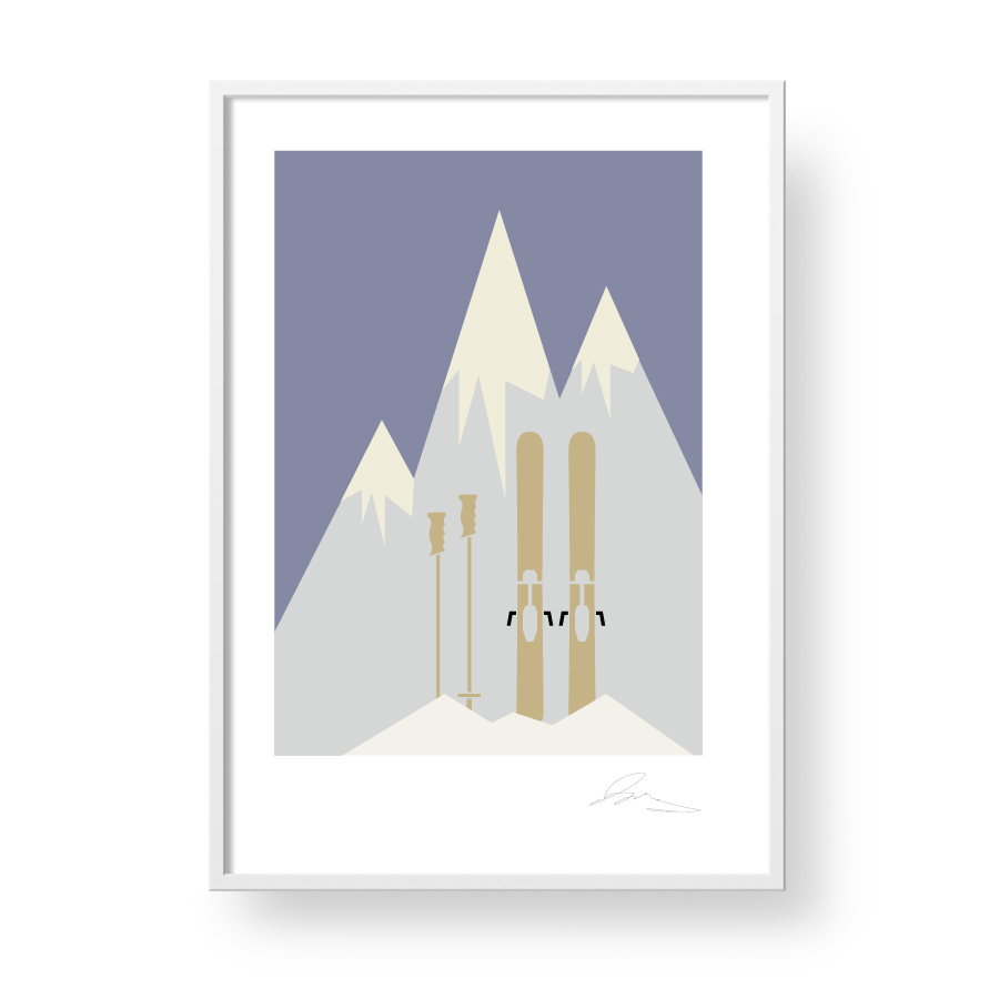 Przepiękny, unikatowy plakat "Ski" - narty, góry.