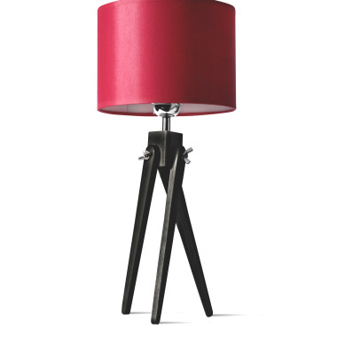 LW16-05-20 Lampa nocna sztalugowa, trójnóg z czerwonym abażurem.