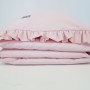 Dziecięca pościel do łóżeczka w kolorze pudrowy różowy z falbanką