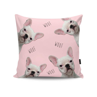 Poduszka dekoracyjna/ jasiek z obustronnym nadrukiem. Zo-Han. French Bulldogs in Pink