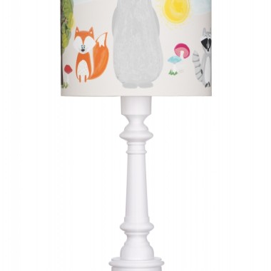 Kolorowa LAMPA DLA DZIECI - PRZYJACIELE Z LASU LAMPKA W ZWIERZĄTKA NA BIALEJ PODSTAWIE