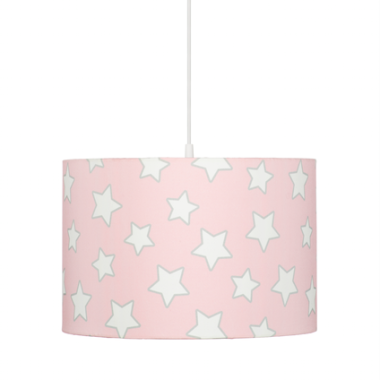 Oryginalna lampa wisząca/ żyrandol do pokoju dzieci z kolorowym abażurem.Różowa w gwiazdki.