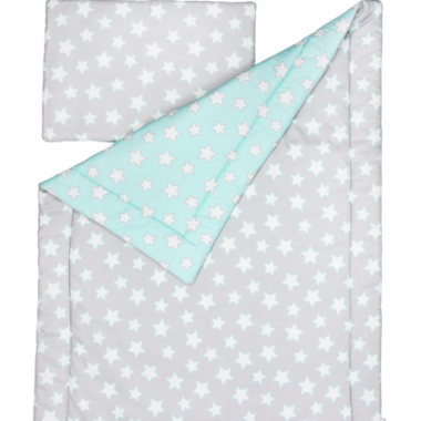 POŚCIEL DZIECIĘCA 100 x 135 MINT & GREY STARS