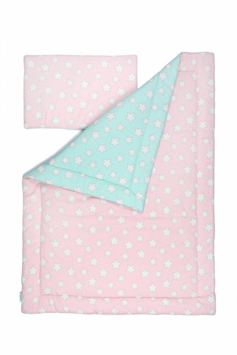 Pościel do dziecięcej sypialni, czy kącika wypoczynkowego. Rozmiar 100 x 135 PINK & MINT STARS