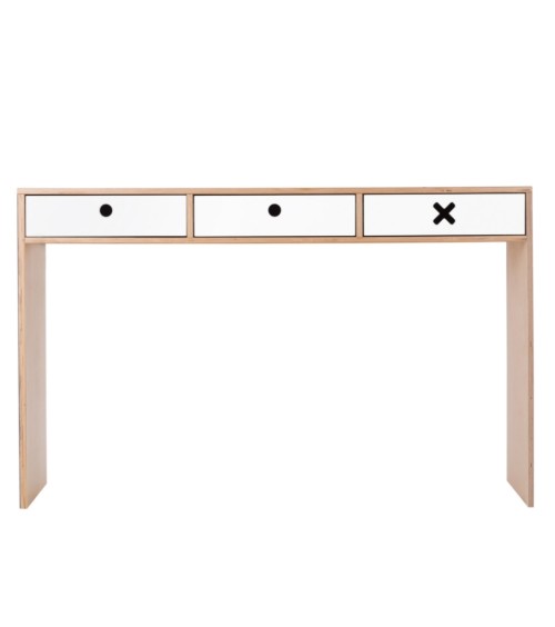 Białe designerskie biurko z kolekcji kółko i krzyżyk-idealne do pokoju dziecka, nastolatka czy domowegou biura.