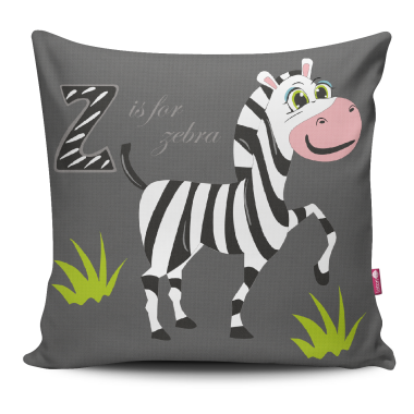 Miękka ozdobna poduszka do pokoju dziecka z kolorowym nadrukiem Safari Zebra