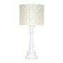 Lampka nocna do pokoju dziecka, elegancko beżowa w kropki na białej podstawie
