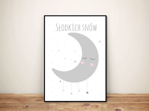 Plakat dla dzieci "Słodkich snów" księżyc