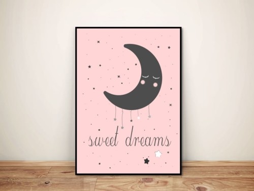 Plakat dla dzieci "Sweet dreams" księżyc
