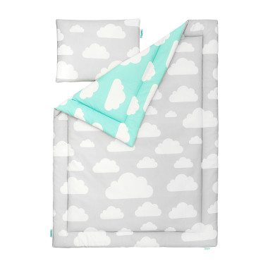 POŚCIEL DZIECIĘCA 100 X 135 CHMURKI MINT & GREY Informacje Wymiary