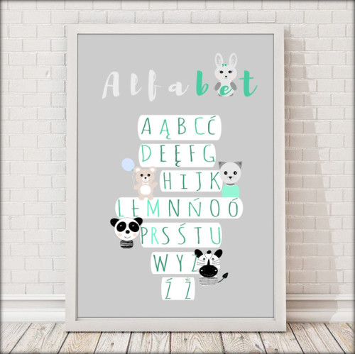 Plakat dla dzieci ALFABET ze zwierzątkami