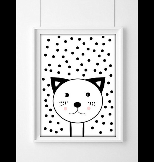 Plakat dla dzieci Kot w kropach