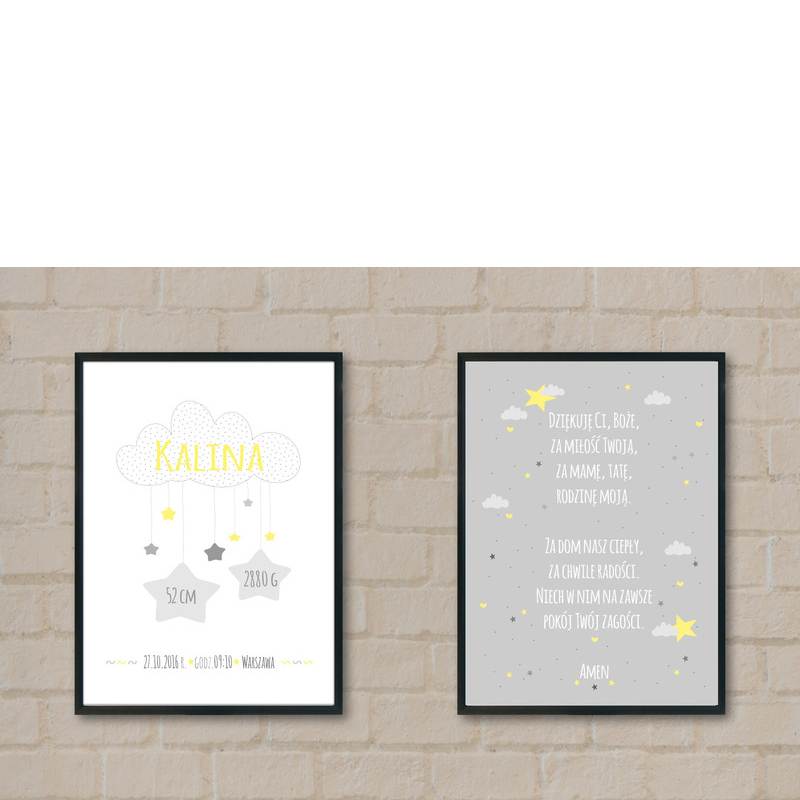 Zestaw 2 plakatów dla dziecka na chrzest narodziny