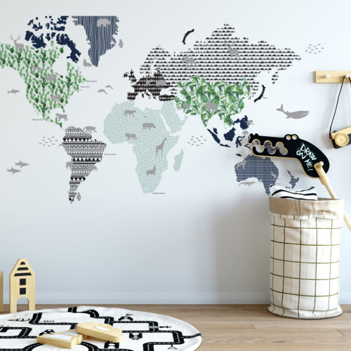 Mapa świata na ścianie. Walory dekoracyjne i edukacyjne. Do pokoju kilkulatka i nastolatka.