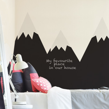 Prosta i użytkowa dekoracja pokoju dziecka. Można pisać kolorową kredą. Idealna do zabezpieczenia w pokoju dziecka ściany za łóżeczkiem, przewijakiem.
