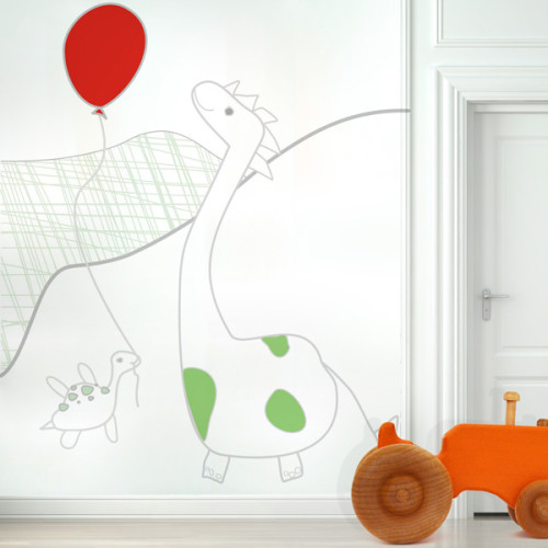 Dino szuka Przyjaciela - mural. Tapeta do pokoju dziecka.