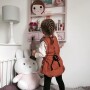 Lampa na stolik okrągła szara z białą podstawą