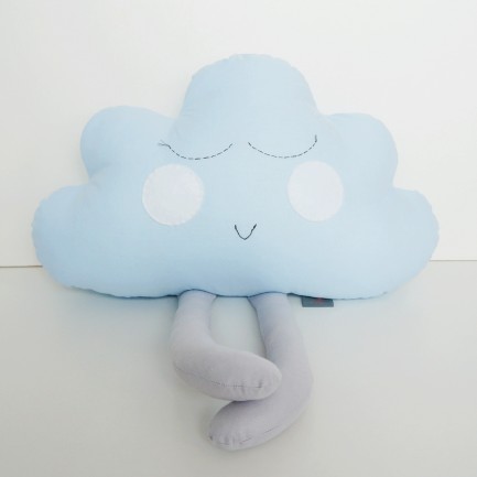 Niebieska poduszka chmurka dla dzieci niemowląt - piękna dekoracja dziecięcego łóżeczka