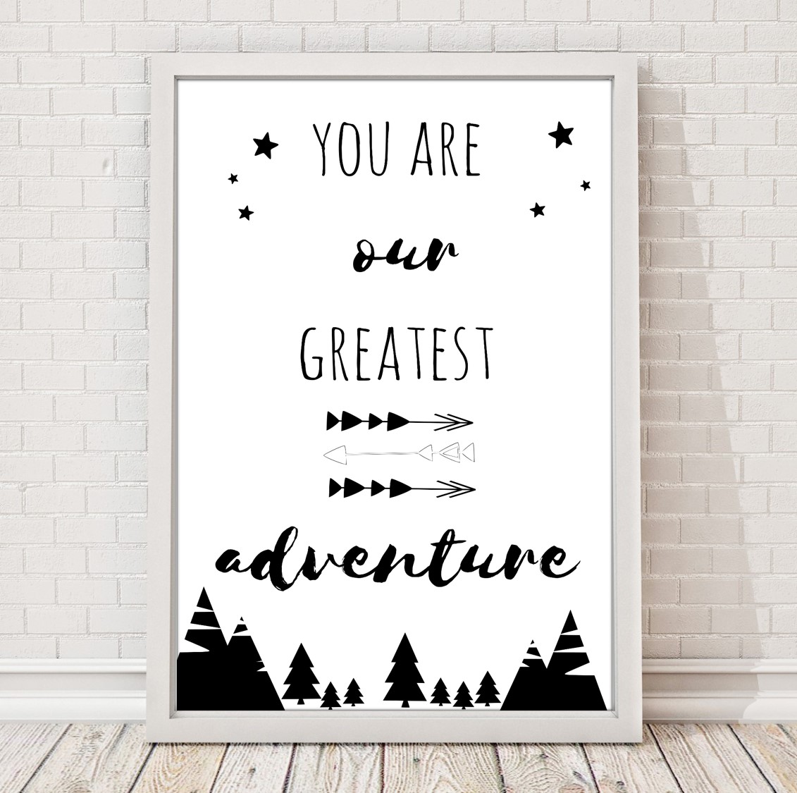 Plakat dla dzieci czarnobiały you are our greatest adventure obrazek