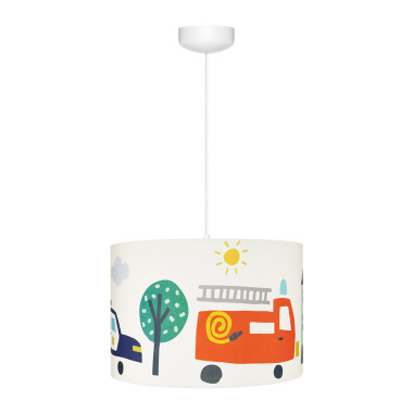 Lampa wisząca, żyrandol z autami, strażą pożarną dla chłopca