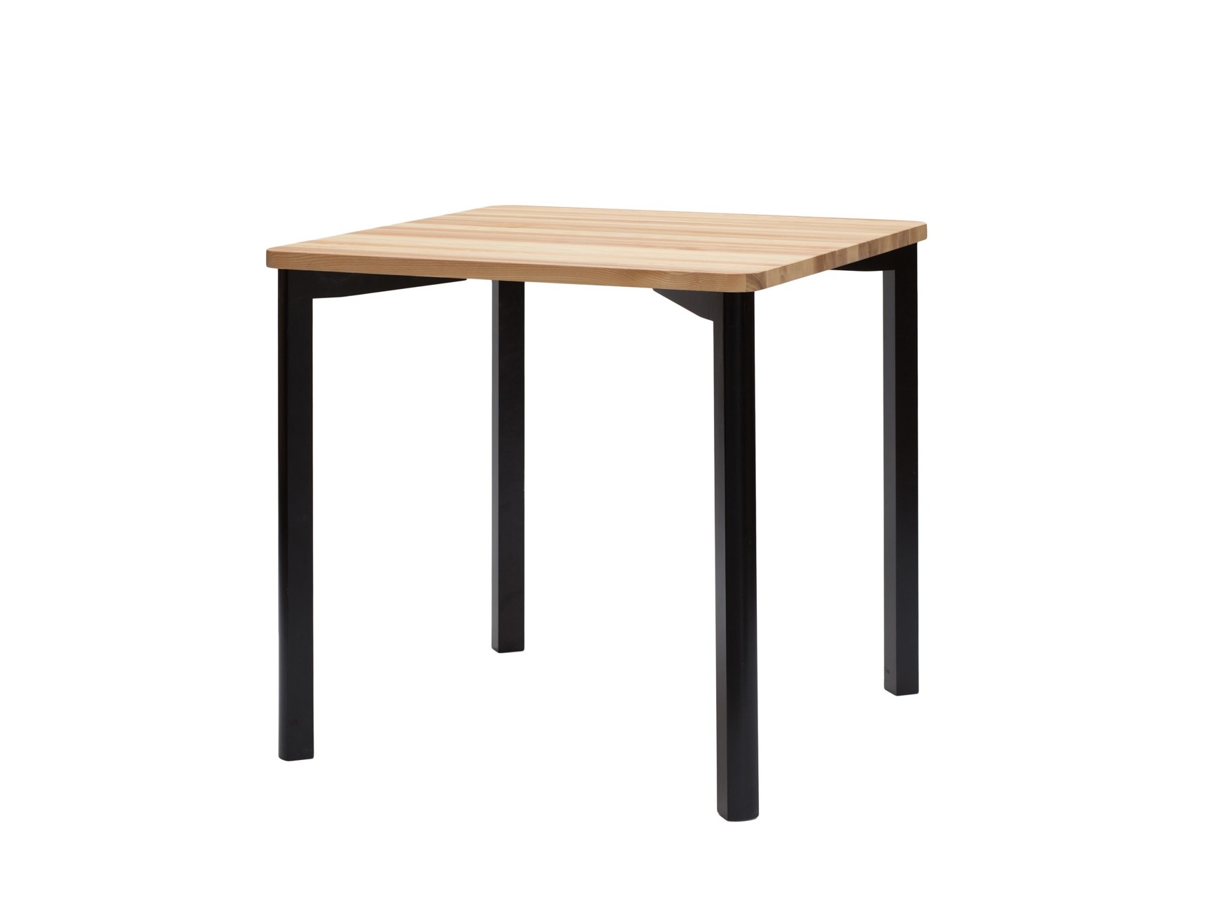 Kwadratowy stół do kuchni, jadalni, salonu z drewnianym jesionowym blatem i czarnymi nogami