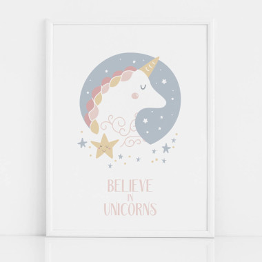 BELIEVE IN UNICORNS - UNICORN- plakat do pokoju dziecka z jednorożcem