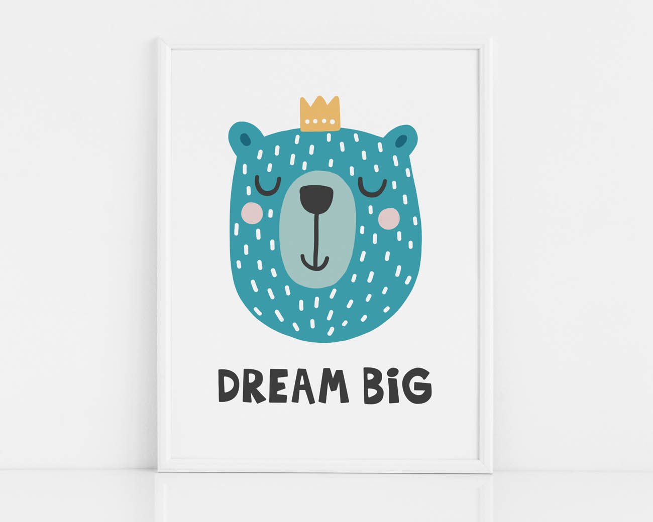 Kolorowy plakat z misiem do pokoju dziecka- DREAM BIG
