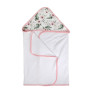 Duży, miękki ręcznik kąpielowy dla dziecka w różowe kwiatki