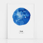 Biało-niebieski plakat ze znakiem zodiaku LEW / LEO