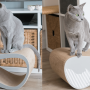 Elegncki/designerski drapak dla kota z tektury falistej- siwy/szary