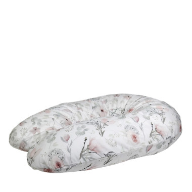 bawełniana, miękka poduszka dla kobiet w ciąży i do karmienia dziecka w kwiatki magnolii