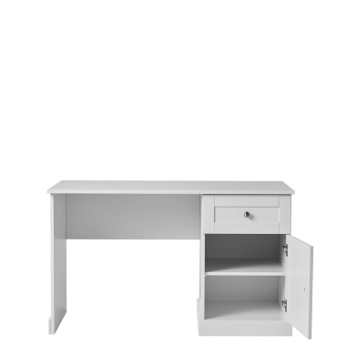 Białe biurko z szafką i szufladą