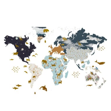 Naklejka ścienna do pokoju dziecka-Mapa świata
