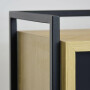 Minimalistyczna, nowoczesna konsola w kolorze czarnym z drewnianą fornirowaną półką