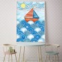 Plakat do pokoju dziecka z łódką- w stylu marynarskim