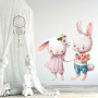 Bezpieczna naklejka na ścianę do pokoju dziecka-2 zakochane króliczki trzymające się za ręce