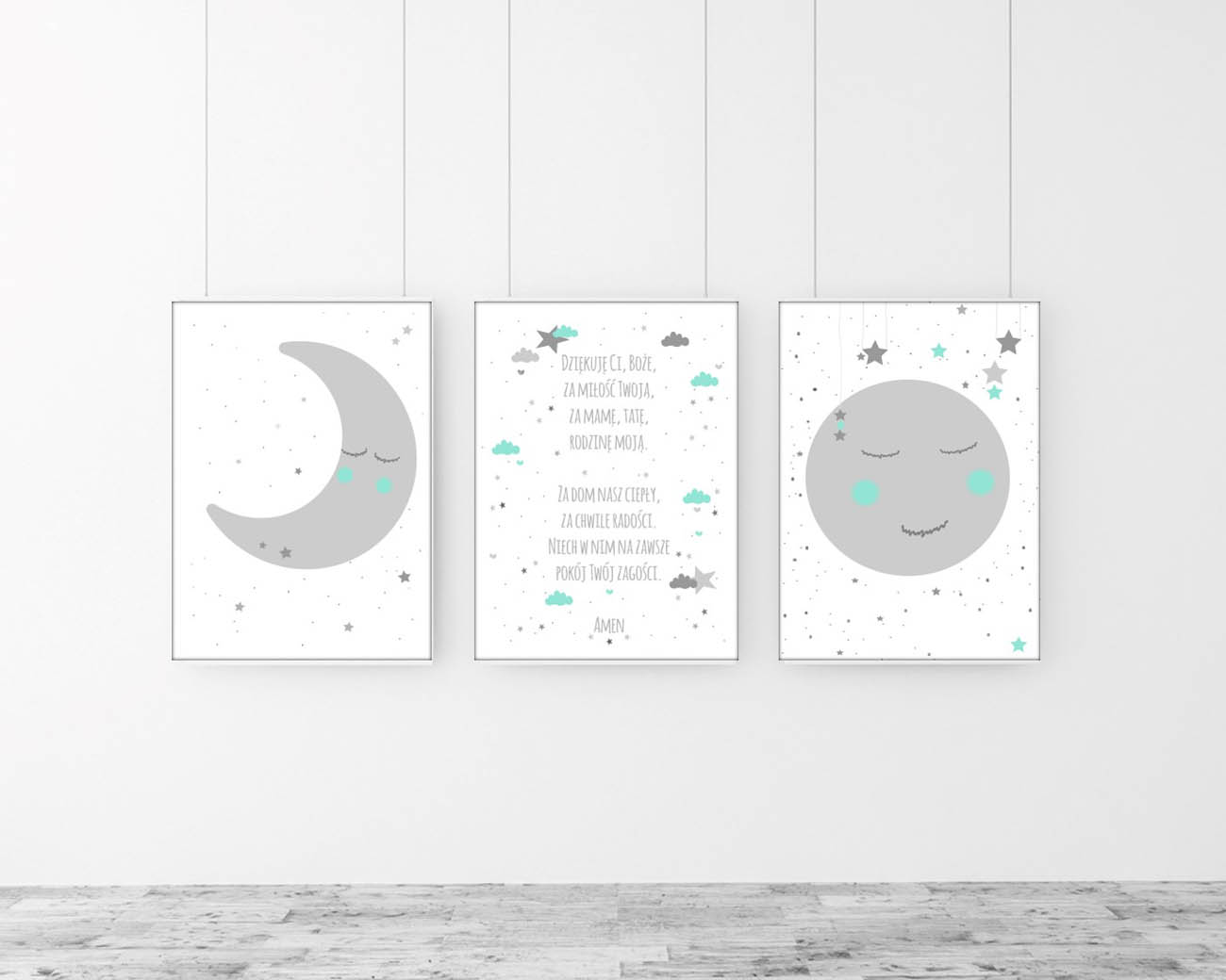 Zestaw 3 plakatów do pokoju dziecka-księżyc