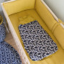 Śpiworek nieowlęcy wykonany z najwyższej jakości bawełnianej tkaniny -żółto granatowy w bazie