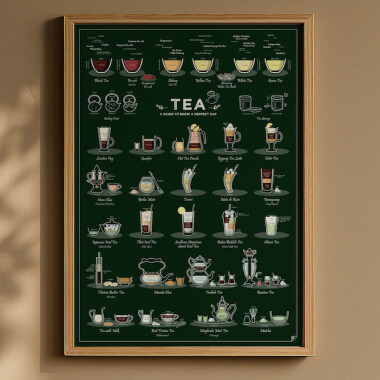Plakat do kuchni o herbacie TEA Guide to Brew a Perfect Cup A2 dekoracja do jadalni