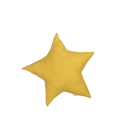 Poduszka ozdobna w kształcie gwiazdy wykonana z tkaniny wypełniona antyalergicznym silikonowanym włóknem poliestrowym. Skład: pikowana 100% bawełna