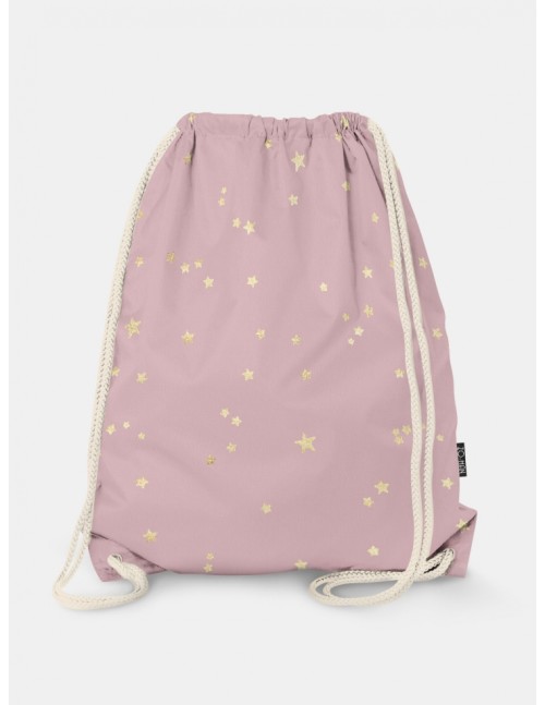 Oryginalny i bardzo praktyczny worek-plecak z modnym printem. Prezent dla nastolatki..Różowy w gwiazdki.