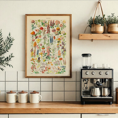 Plakat Champignons Adolphe Millot vintage grafika botaniczna grzyby jadalne i trujące