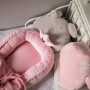 Kokon niemowlęcy/ dla noworodka welurowy ozdobny, elegancki. różowy