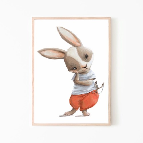 Plakat obrazek króliczek z procą