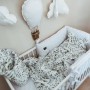 Piękny,elegancki, nieziemsko miękki zestaw pościeli z wypełnieniem dla niemowląt i małych dzieci. Idealny od pierwszych dni. Pasuje do łóżeczka, kołyski, kosza Mojżesza i wózka. Zestaw został wykonany z bawełny premium oraz zupełnie nowej dzianiny