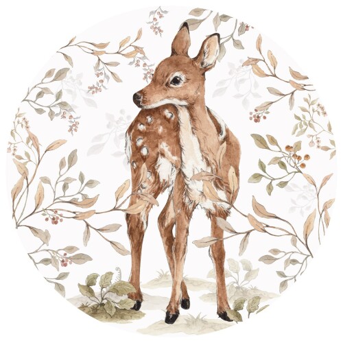 Deer In A Circle- naklejka/ tapeta na ścianę do pokoju dziecka-jelonek