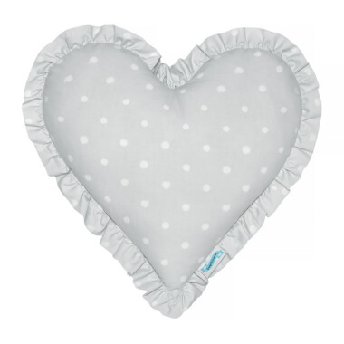 PODUSZKA LOVELY DOTS GREY SERCE Z FALBANKĄ