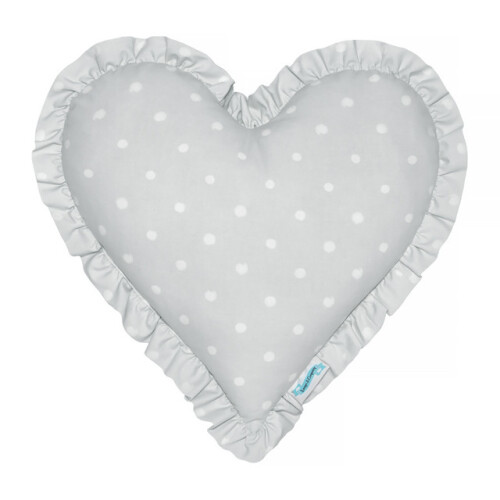 PODUSZKA LOVELY DOTS GREY SERCE Z FALBANKĄ